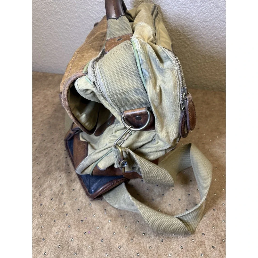 Bob Timberlake Messenger Carry On Laptop Overnight Canvas Leather‎ Luggage Bag